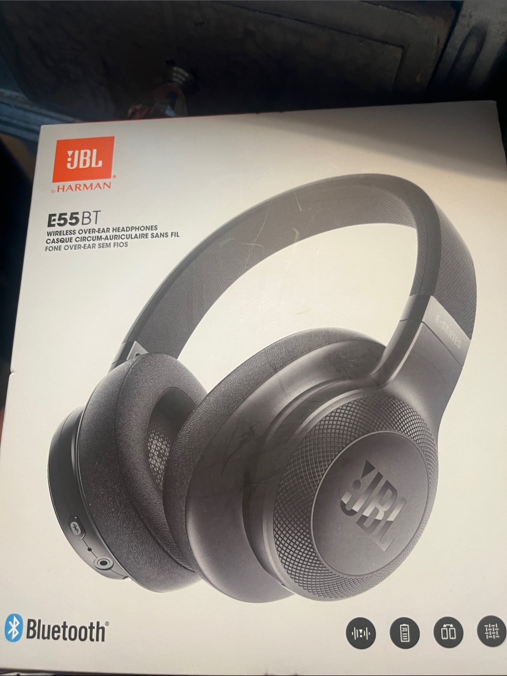 JBL E55BT Wireless Over-Ear Headphones - Black